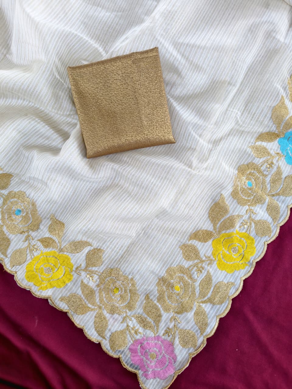 Pure Zari lining fabric with Beauty Zari and thread Embroided Saree